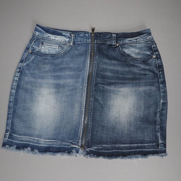 Distressed Denim Jean Skirt - Picture 2 of 3